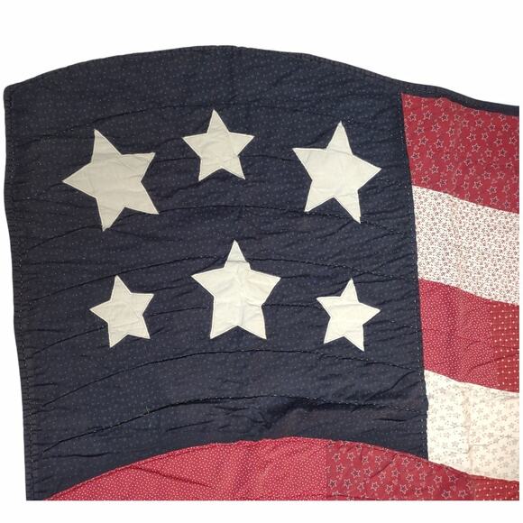 Patriotic Flag Quilt Red White Blue Stars Patchwork USA Home Decor Throw Rug USA - Picture 2 of 9